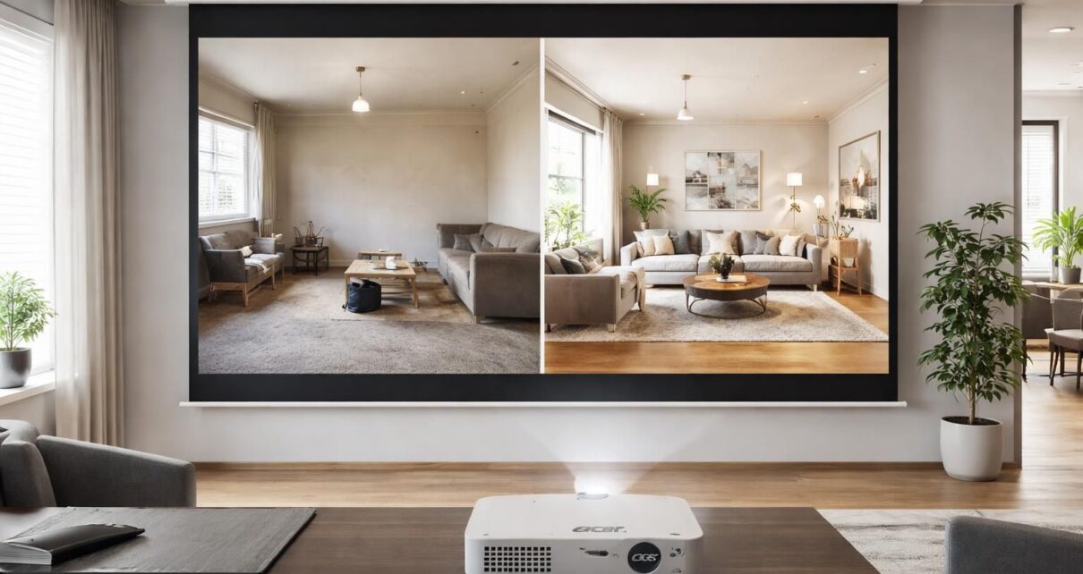 découvrez comment transformer votre intérieur grâce au home staging avant/après projeté en grand avec le vidéoprojecteur acer, pour visualiser facilement chaque détail de votre rénovation.