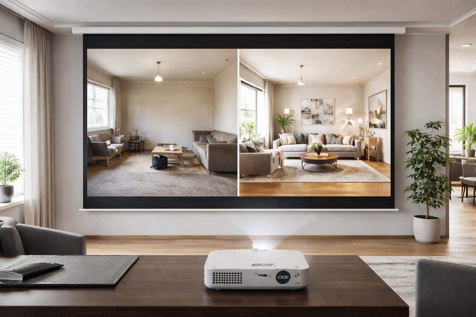 découvrez comment transformer votre intérieur grâce au home staging avant/après projeté en grand avec le vidéoprojecteur acer, pour visualiser facilement chaque détail de votre rénovation.