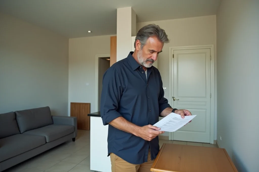 Propriétaire effectuant l'état des lieux de sortie d'un appartement meublé