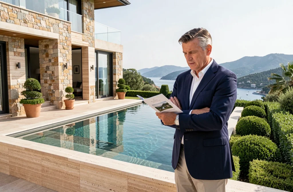 Villa de luxe sur mesure avec piscine à débordement et vue panoramique représentant Demeures de la Côte d'Azur