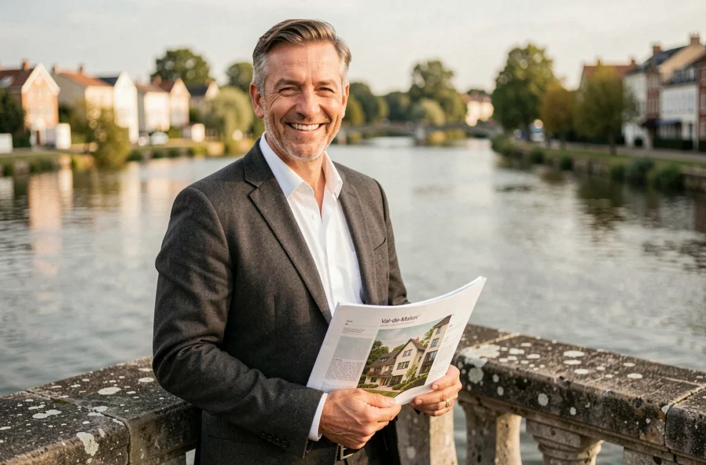 Agent immobilier Guy Hoquet sur le Pont de Saint-Maur avec la Marne en arrière-plan