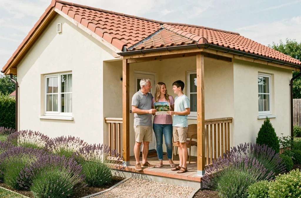 Maison de plain-pied avec porche couvert représentant le réseau coopératif Maisons Clair Logis dans le Var